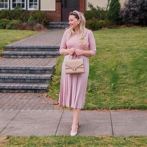 V-NECK BOWKNOT KNIT DRESS IN PINK - chicwish